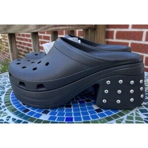 NWT Crocs Siren Studded Heel Clog Black Mens Unisex 12 209017-001 - Y2K